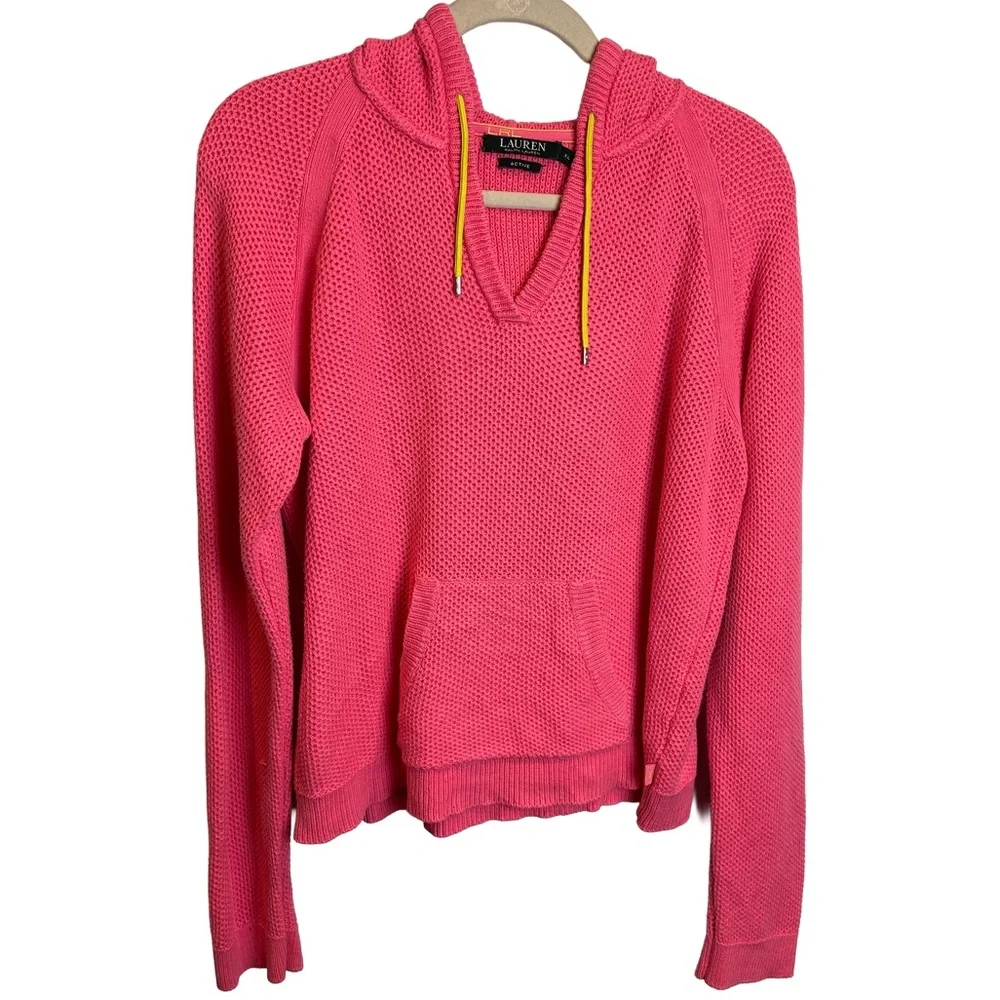 Ralph Lauren‎ Active Waffle Knit Cotton Hoodie with Front Pocket XL